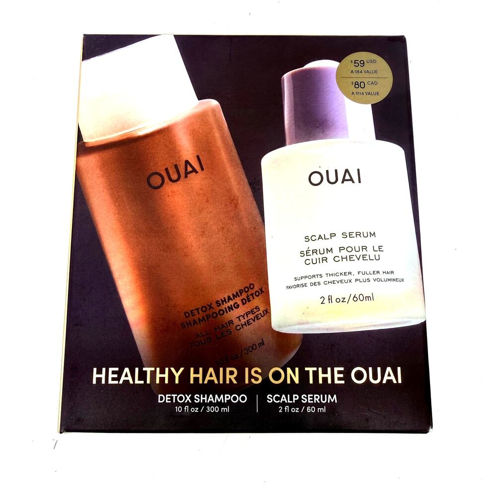 OUAI Healthy Hair Set Full Size Detox Shampoo & Scalp Serum Kit New in Box